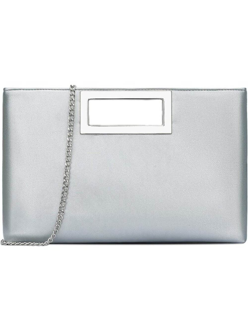 Women's Silver Clutch Purse Gold Chain Strap Handle Handbag Wedding Evening Bag